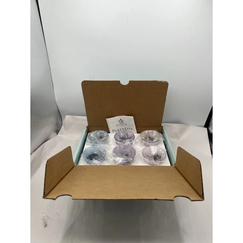 PARTYLITE P7299 PASTELS, PINK, BLUE,PURPLE  (6) PORTAVOTIVAS CANDLE HOLDERS NEW - Picture 15 of 15